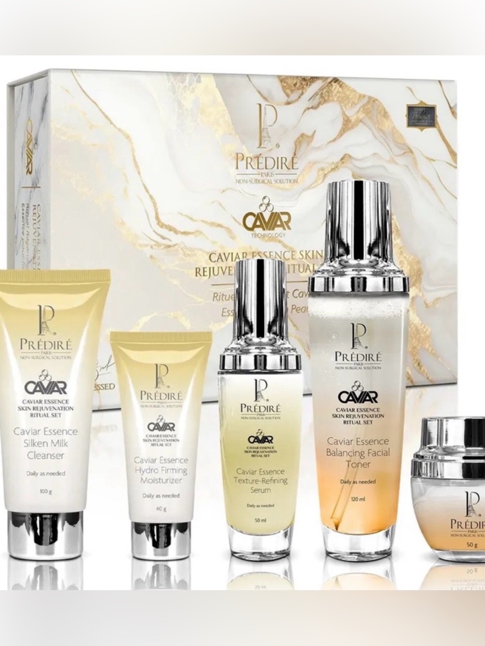 Prédiré Caviar Essence Skincare Set - Gold & White